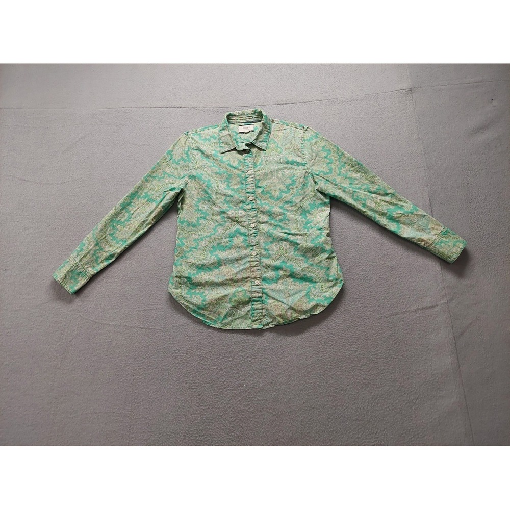 J Crew Women Top 6 Multicolor Paisley Button Front Long Sleeve Collared Business
